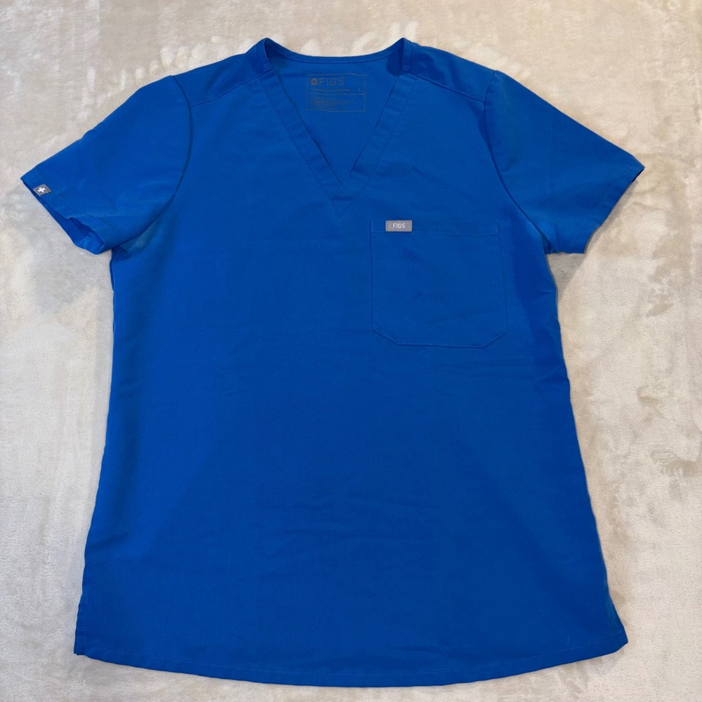 FIGS Technical Collection Casma V-Neck Scrub Top Royal Blue FW1000 Womens Small